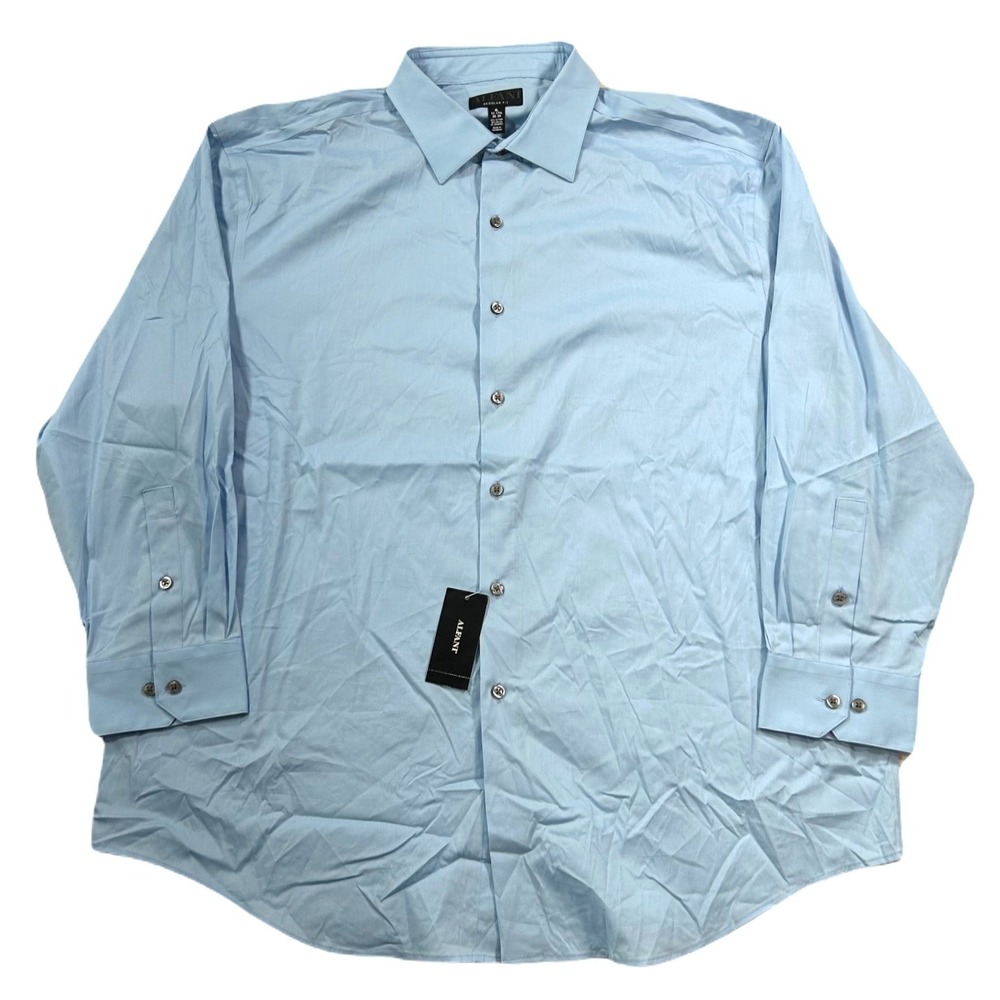 Alfani Dress Shirt Mens XL 17-17.5 32-33 Skysail Blue‎ Regular Fit Stretch NEW